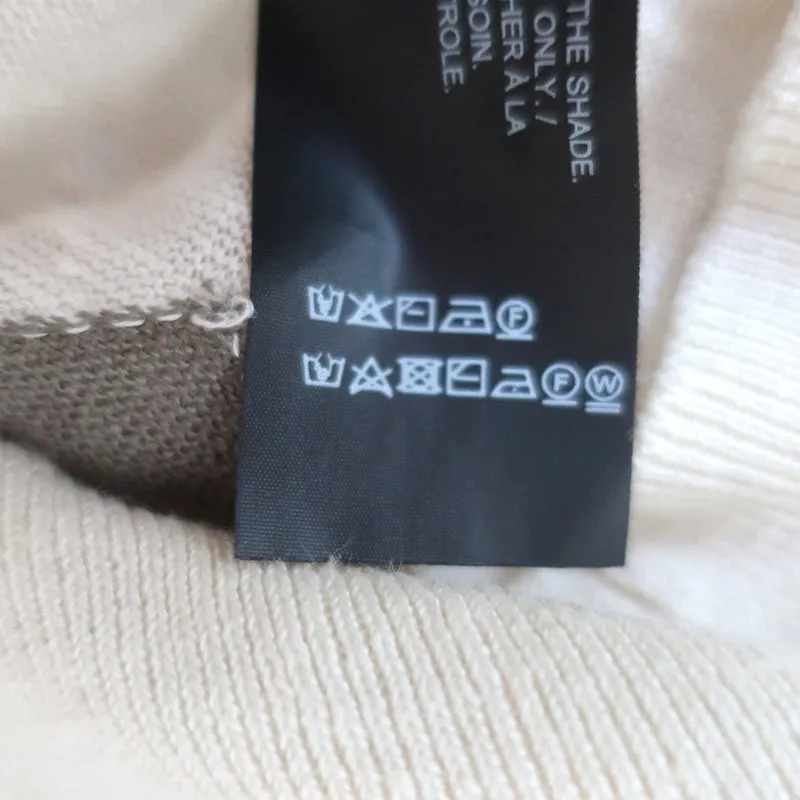 Theory Argyle Intarsia Sweater Ivory Linen-Blend Size Petite Crewneck Pullover