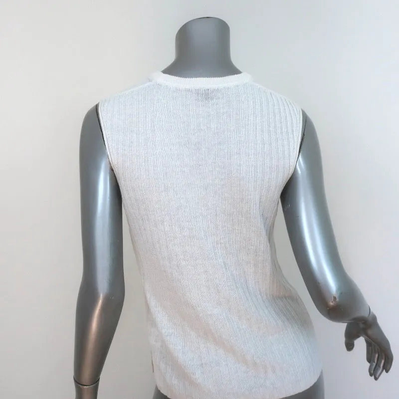 Theory Sleeveless Top Koronee Sag Harbor White Ribbed Knit Size Medium