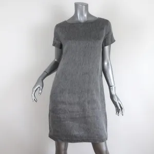 Theory Structured Twill Dress Gray Linen-Blend Size Small Short Sleeve Shift