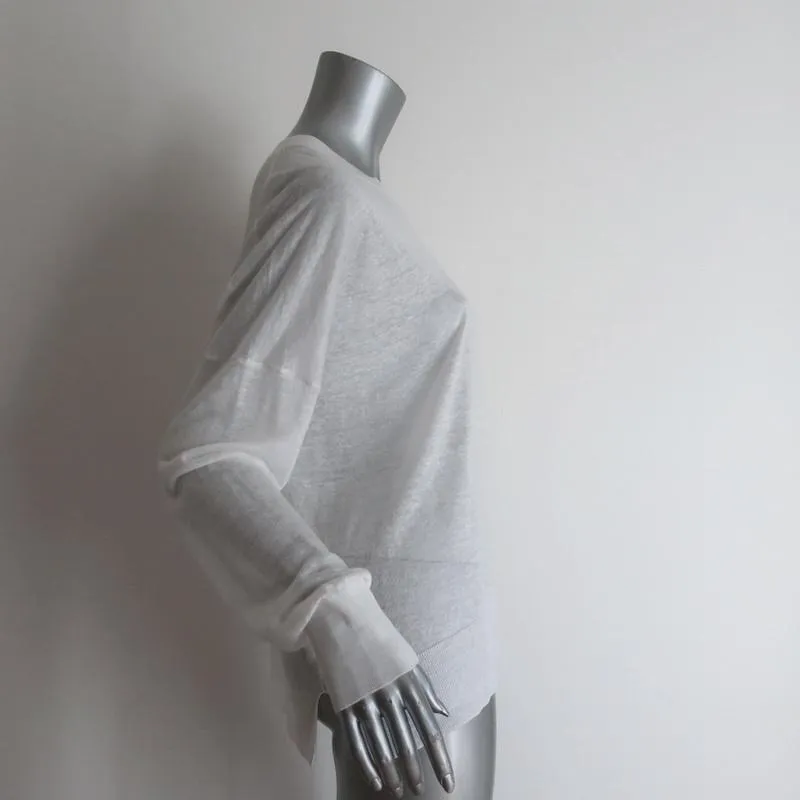 Theory Sweater Karenia Sag Harbor White Linen Blend Size Medium Pullover Top