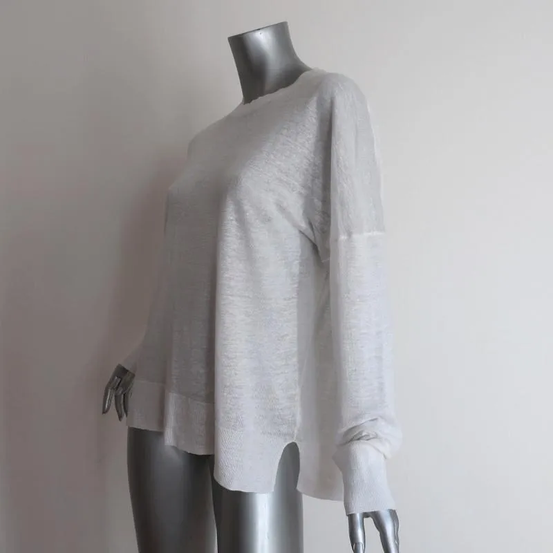 Theory Sweater Karenia Sag Harbor White Linen Blend Size Medium Pullover Top