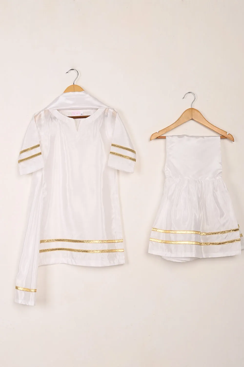 TKF-259-White - Kids 3Pc Ready to Wear Silk Formal Gharara Dress