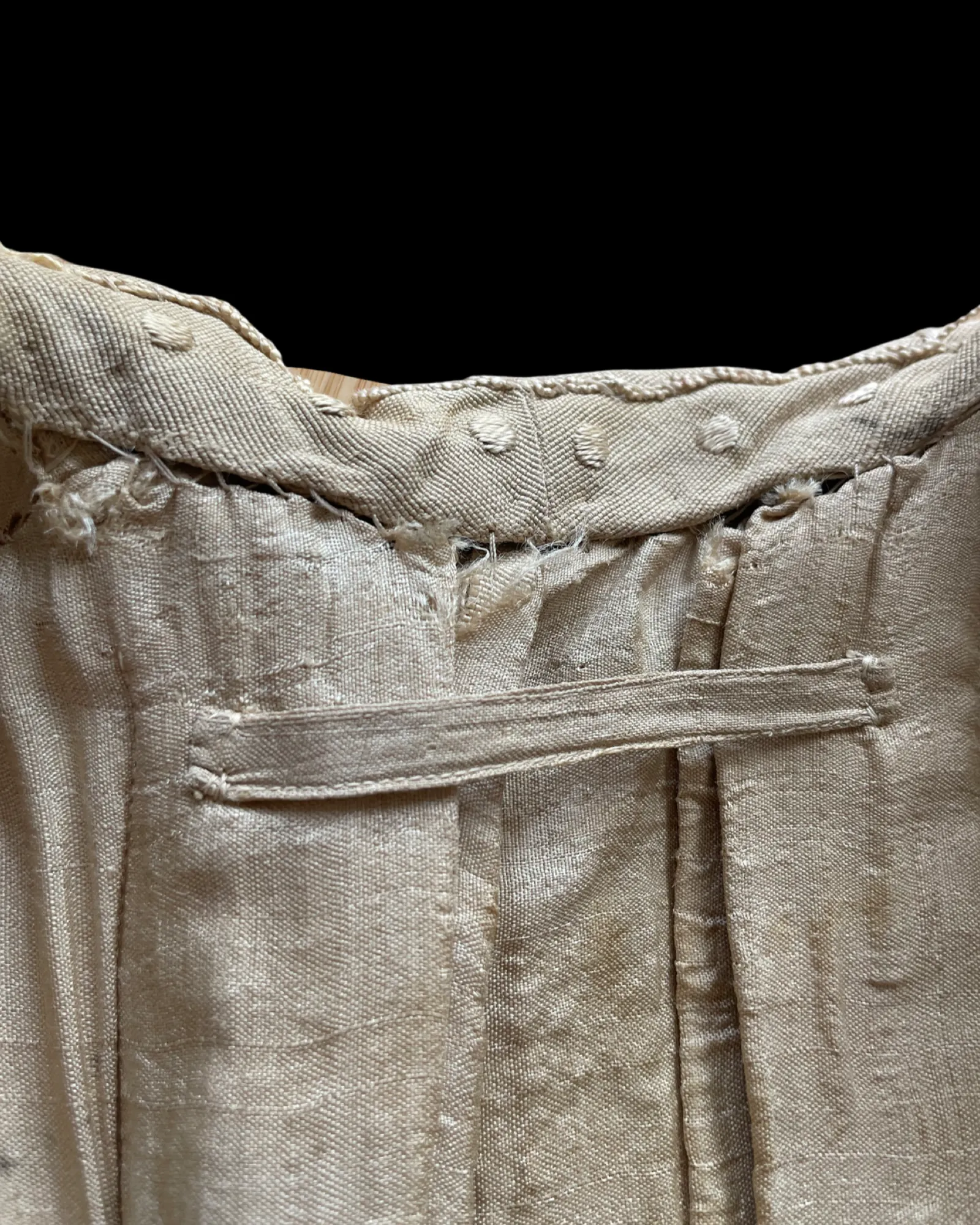 Turn Of The Century Edwardian Ecru Linen & Silk Densely Embroidered Coat