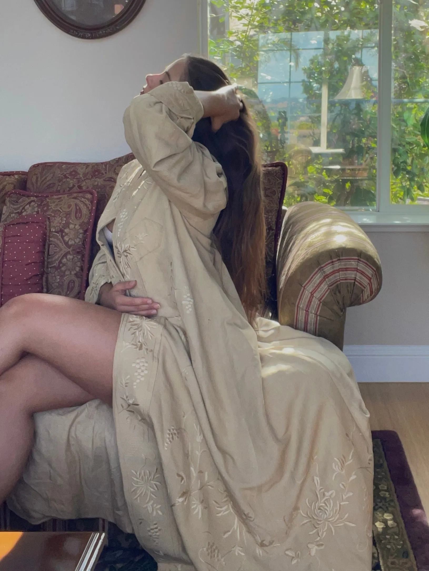 Turn Of The Century Edwardian Ecru Linen & Silk Densely Embroidered Coat