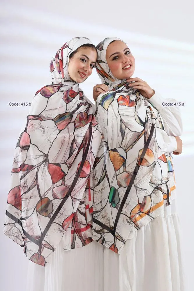 Twin Peaches Printed Chiffon Hijab
