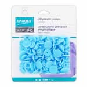 UNIQUE SEWING Plastic Snap Fasteners - Baby Blue - size 2 / 11mm (3⁄8″) - 30 sets