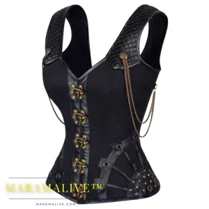 Unique Steampunk Corset Bustier Top - Sleek Gothic Leather Overbust - Vintage Victorian Style Shapewear