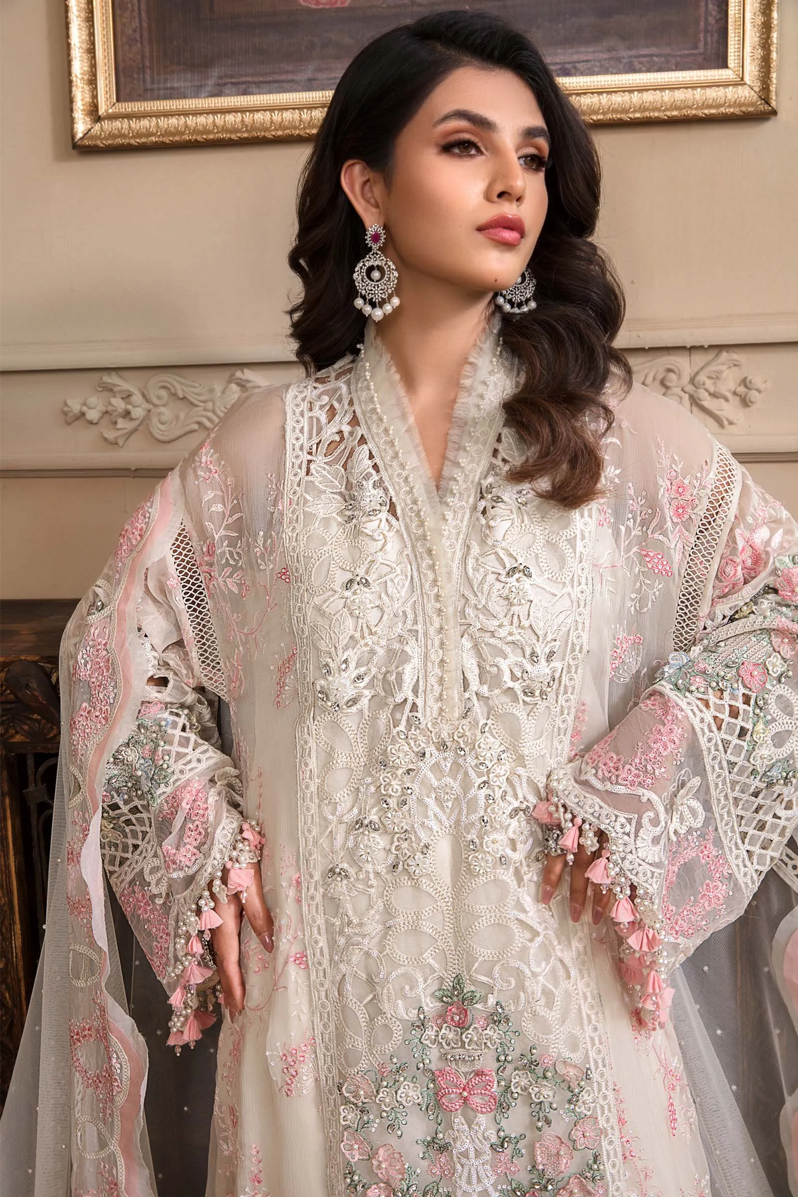 Unstitched MBROIDERED - Off White BD-2604 | Maria B Mbroidered Heritage Luxury Edition 2023 | Unstitched Embroidered Organza Suits