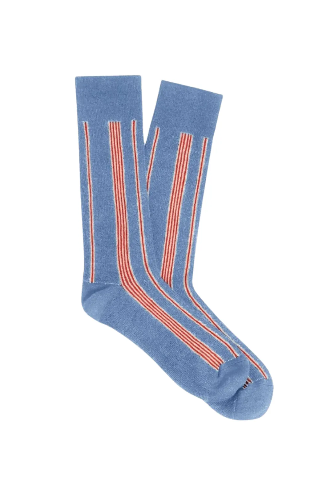 Vertical Stripe Socks | French Blue / Cream / Cherry