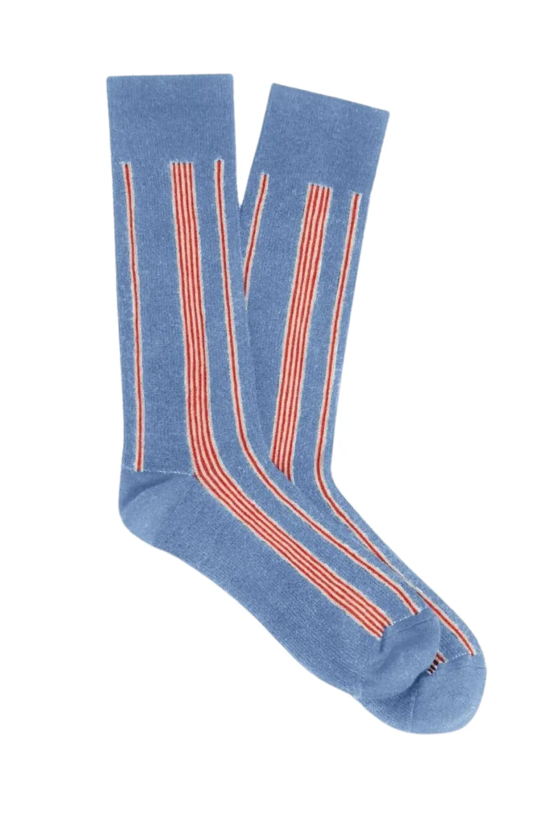 Vertical Stripe Socks | French Blue / Cream / Cherry