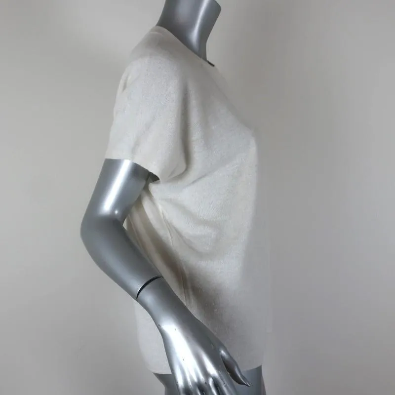 Vince Knit Top Cream Cashmere-Linen Size Medium Short Sleeve Sweater NEW