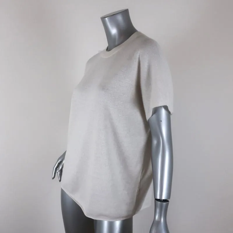 Vince Knit Top Cream Cashmere-Linen Size Medium Short Sleeve Sweater NEW