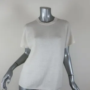 Vince Knit Top Cream Cashmere-Linen Size Medium Short Sleeve Sweater NEW