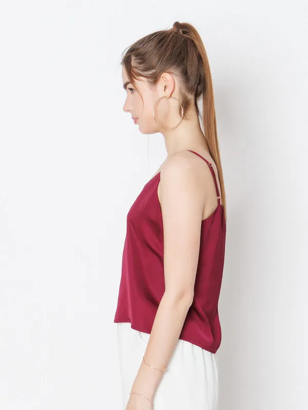 Wine Coloured Solid Polyester Top