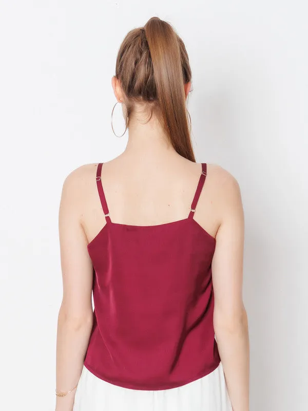 Wine Coloured Solid Polyester Top