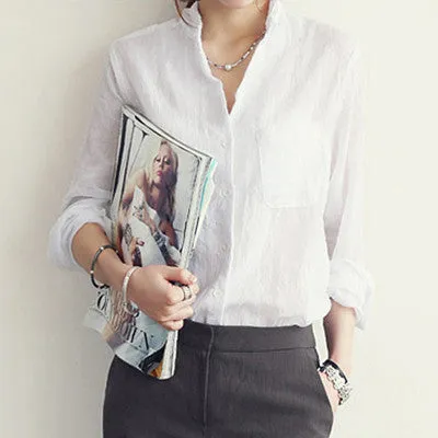 Woman Clothes Womens Tops Fashion Blusas Femininas Women Blouses Linen Blouse White Shirt Plus Size Roupas