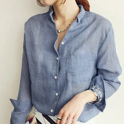 Woman Clothes Womens Tops Fashion Blusas Femininas Women Blouses Linen Blouse White Shirt Plus Size Roupas