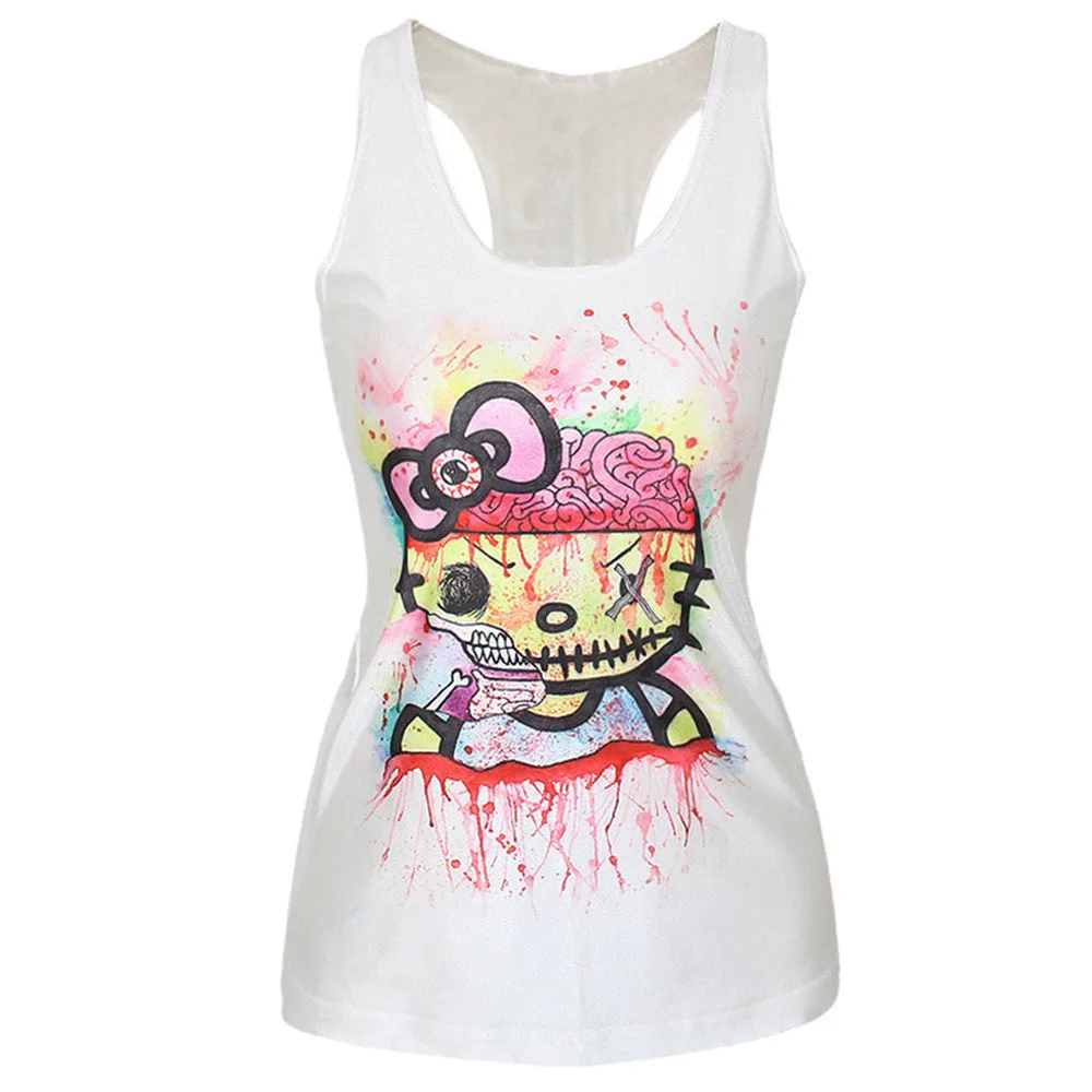 Women Summer Style T Shirt Punk Club Sleeveless Costume 3D T-Shirts Women Fashion Leisure Vest