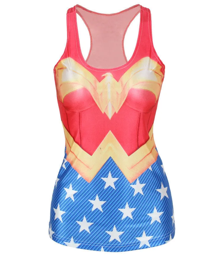 Women Summer Style T Shirt Punk Club Sleeveless Costume 3D T-Shirts Women Fashion Leisure Vest
