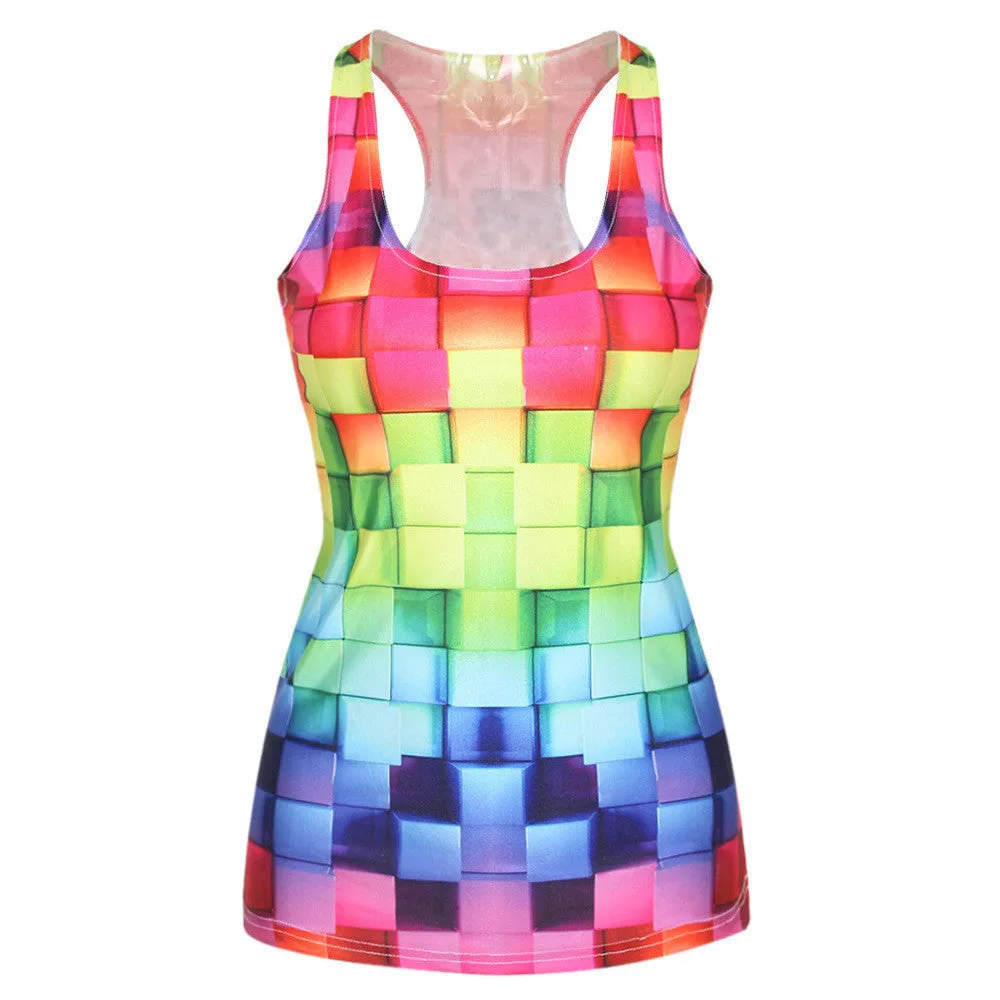Women Summer Style T Shirt Punk Club Sleeveless Costume 3D T-Shirts Women Fashion Leisure Vest