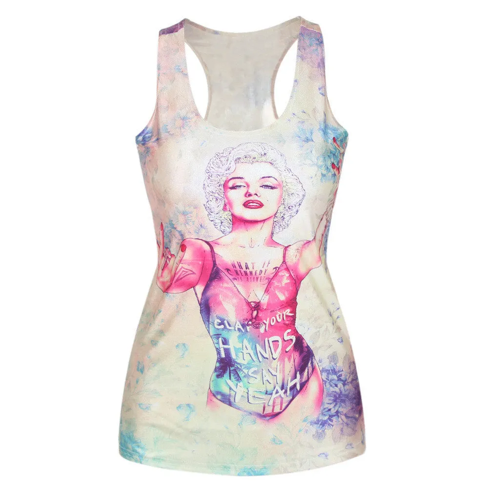 Women Summer Style T Shirt Punk Club Sleeveless Costume 3D T-Shirts Women Fashion Leisure Vest
