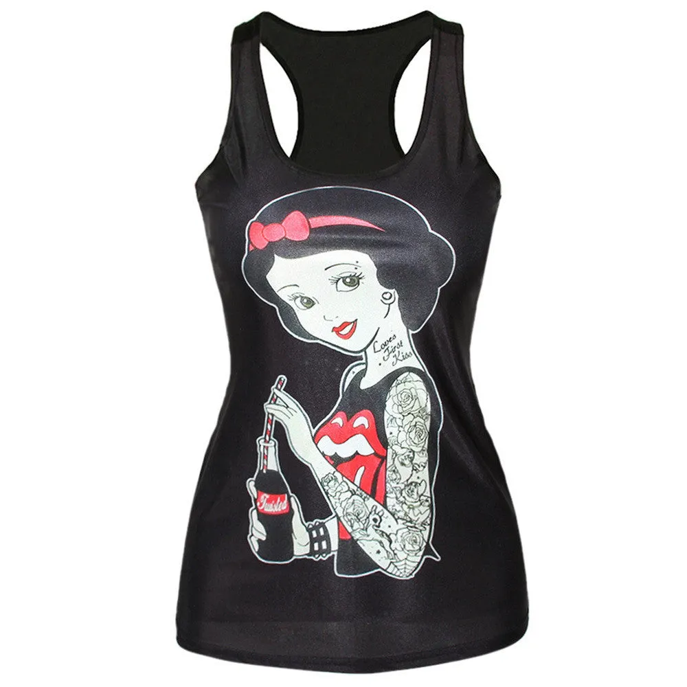 Women Summer Style T Shirt Punk Club Sleeveless Costume 3D T-Shirts Women Fashion Leisure Vest