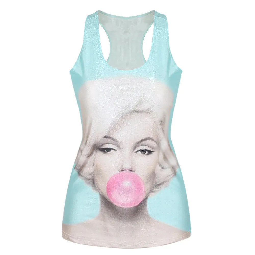 Women Summer Style T Shirt Punk Club Sleeveless Costume 3D T-Shirts Women Fashion Leisure Vest