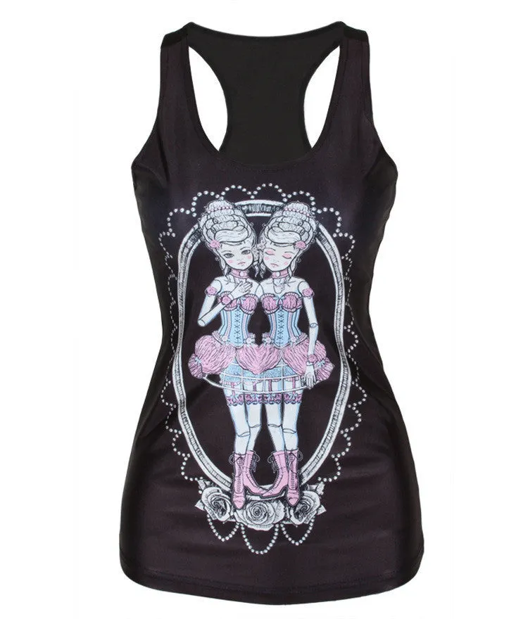 Women Summer Style T Shirt Punk Club Sleeveless Costume 3D T-Shirts Women Fashion Leisure Vest