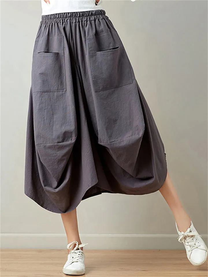 Women's Beautiful Linen Bloomer Skirts with Big Pockets