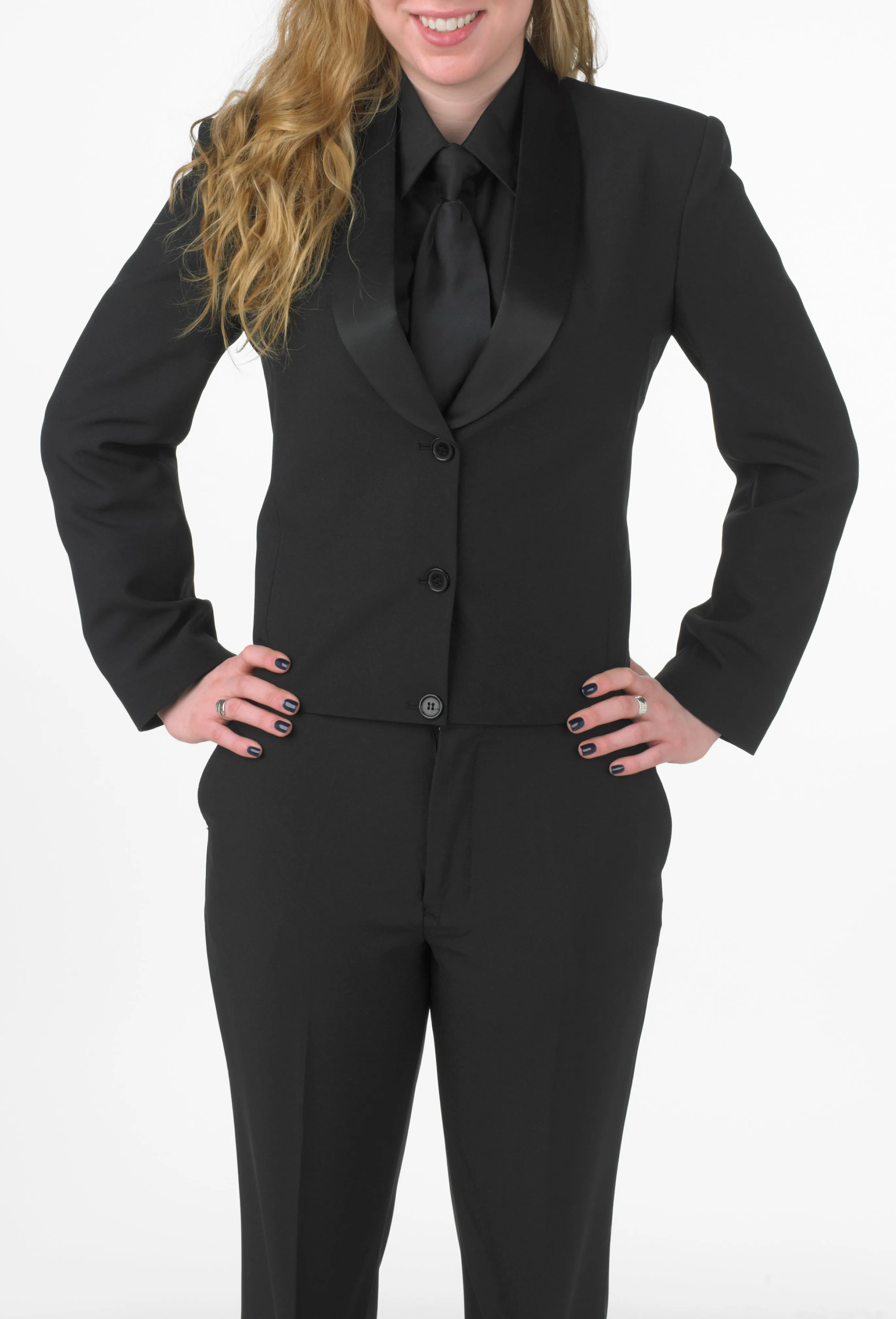 Women's Black, Lay Down Collar, Long Sleeve Dress Shirt