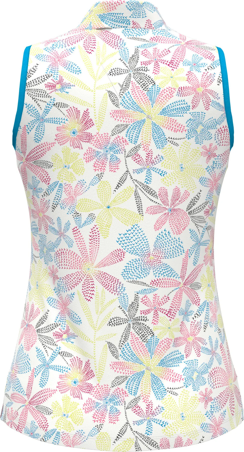 Women's Chevron Floral Print Golf Polo In Brilliant White
