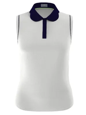 Womens Contrast Scallop Collar Polo