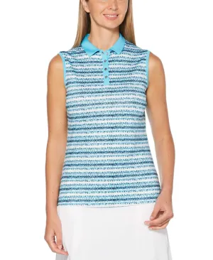 Womens Crystal Stripe Printed Polo