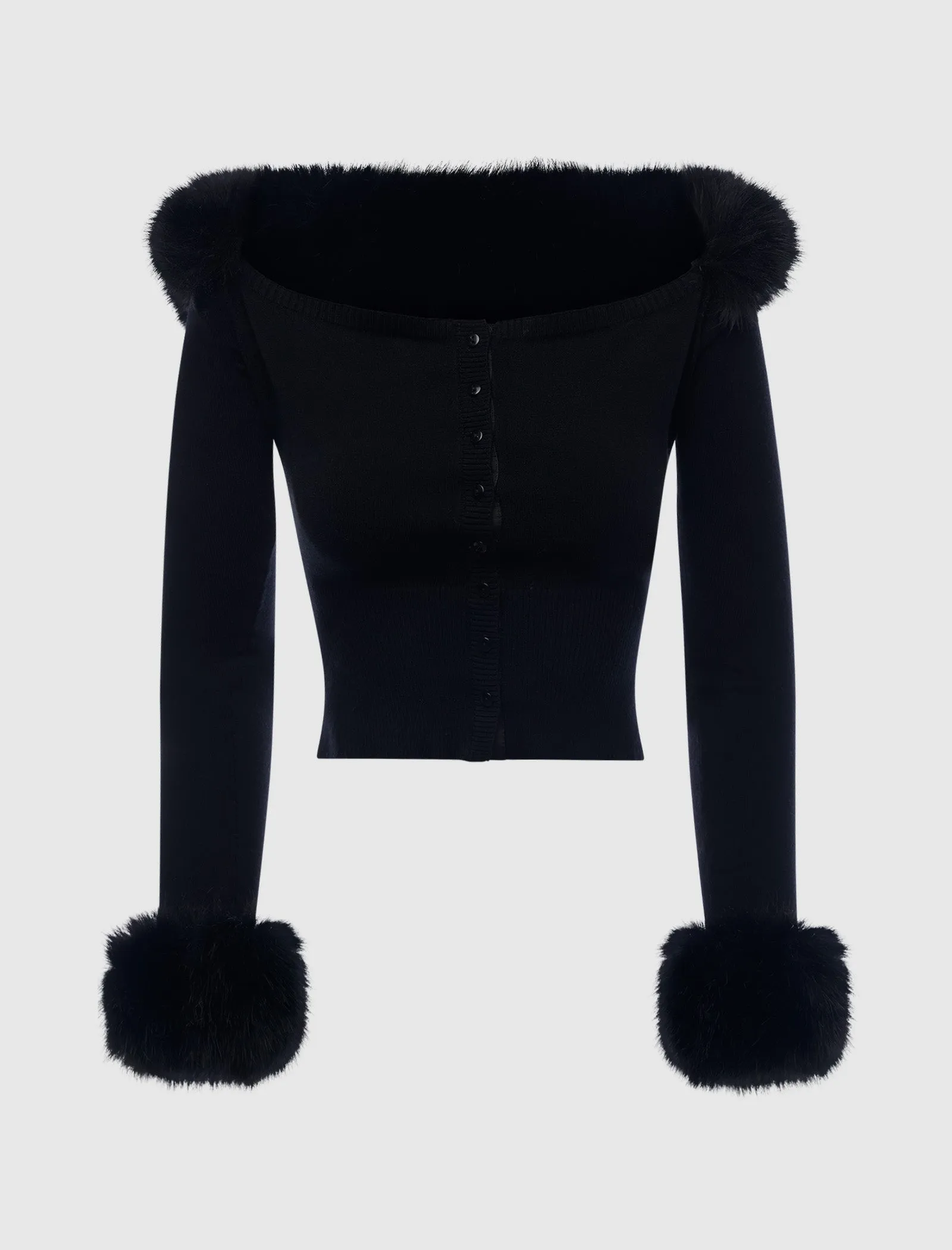 WOMEN'S FAUX FUR OFF-SHOULDER TOP