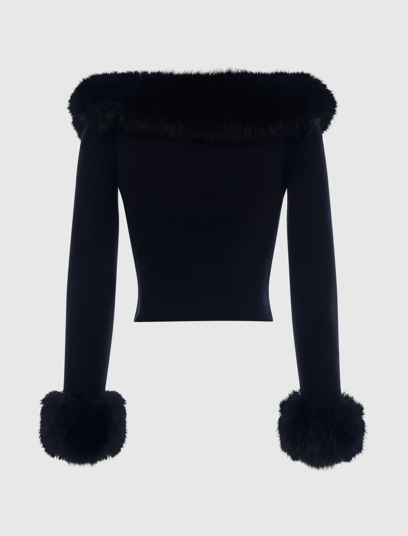 WOMEN'S FAUX FUR OFF-SHOULDER TOP