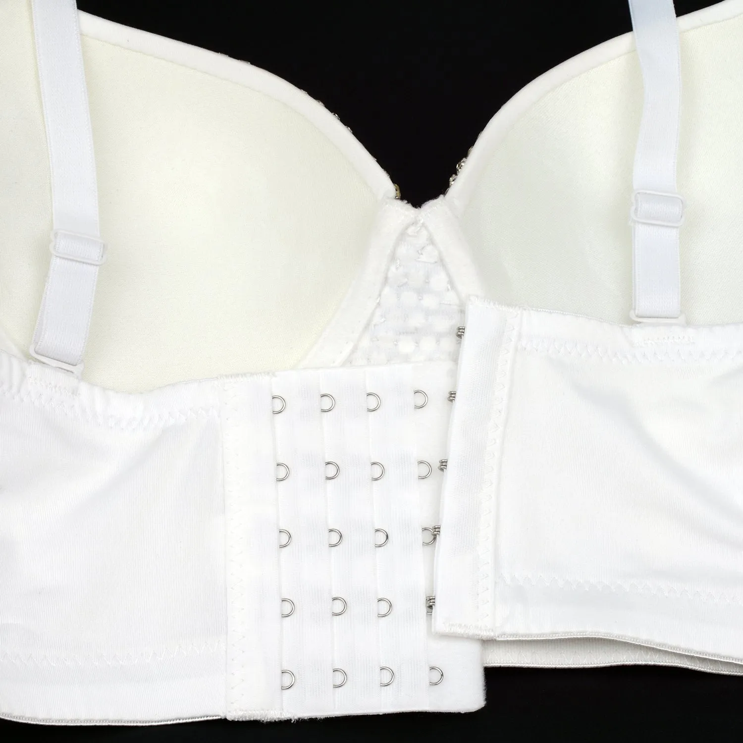 Women's Gemstone Bustier Crop Top Sexy Punk Rhinestone Corset Top Bra White