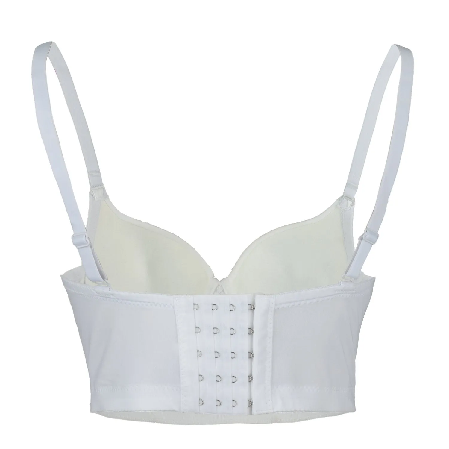 Women's Gemstone Bustier Crop Top Sexy Punk Rhinestone Corset Top Bra White
