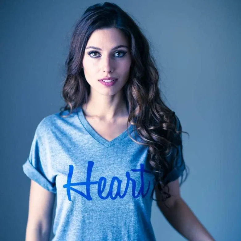 Women's - Heart Heather Grey V-Neck T-Shirt