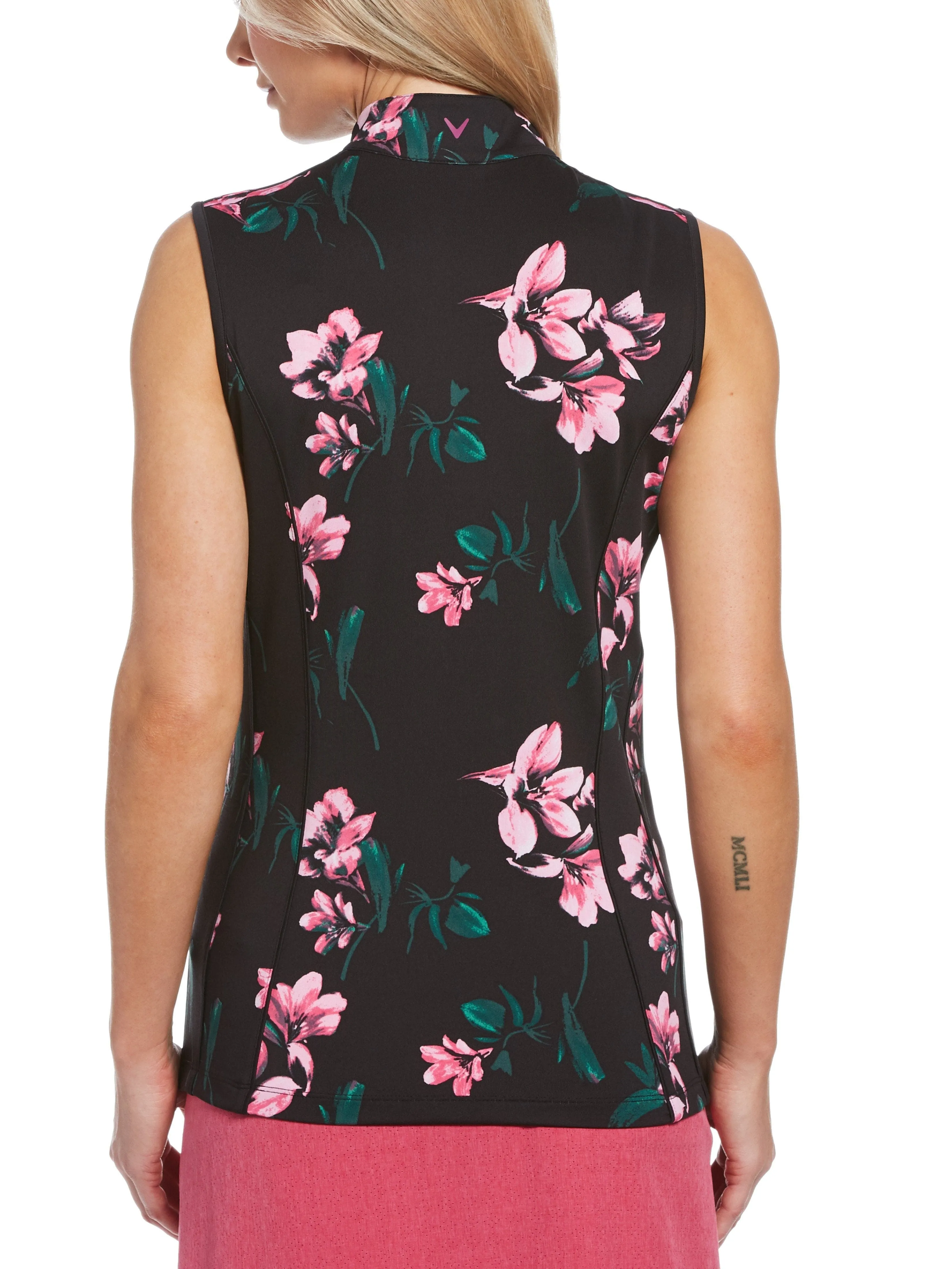 Womens Large Scale Floral Print Polo