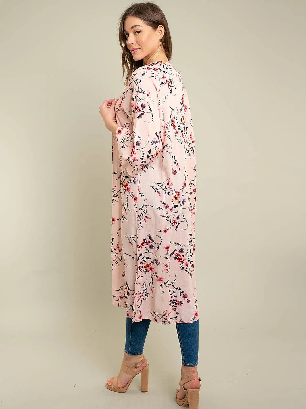 WOMEN'S LONG FLORAL KIMONO