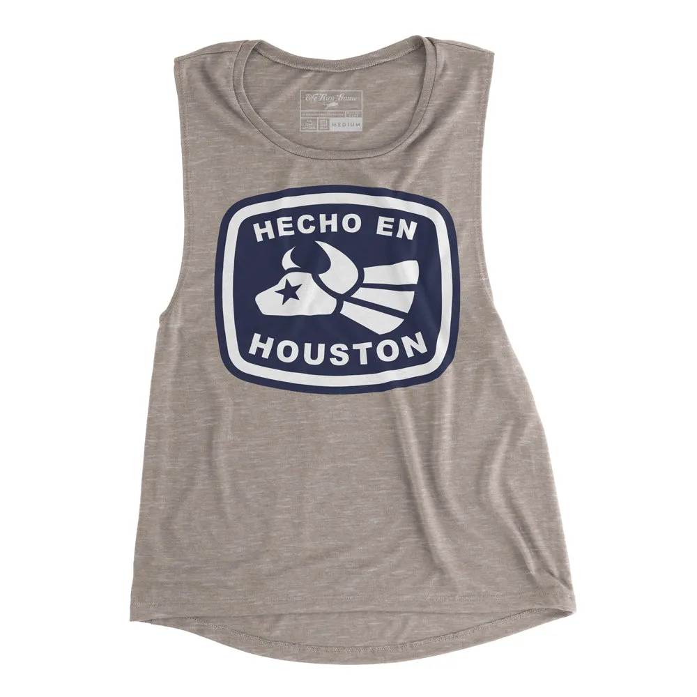 WOMEN'S - Made In Houston | Vintage Grey Sleeveless Muscle Tank