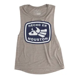 WOMEN'S - Made In Houston | Vintage Grey Sleeveless Muscle Tank