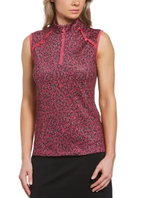 Womens Mini Floral Print Polo