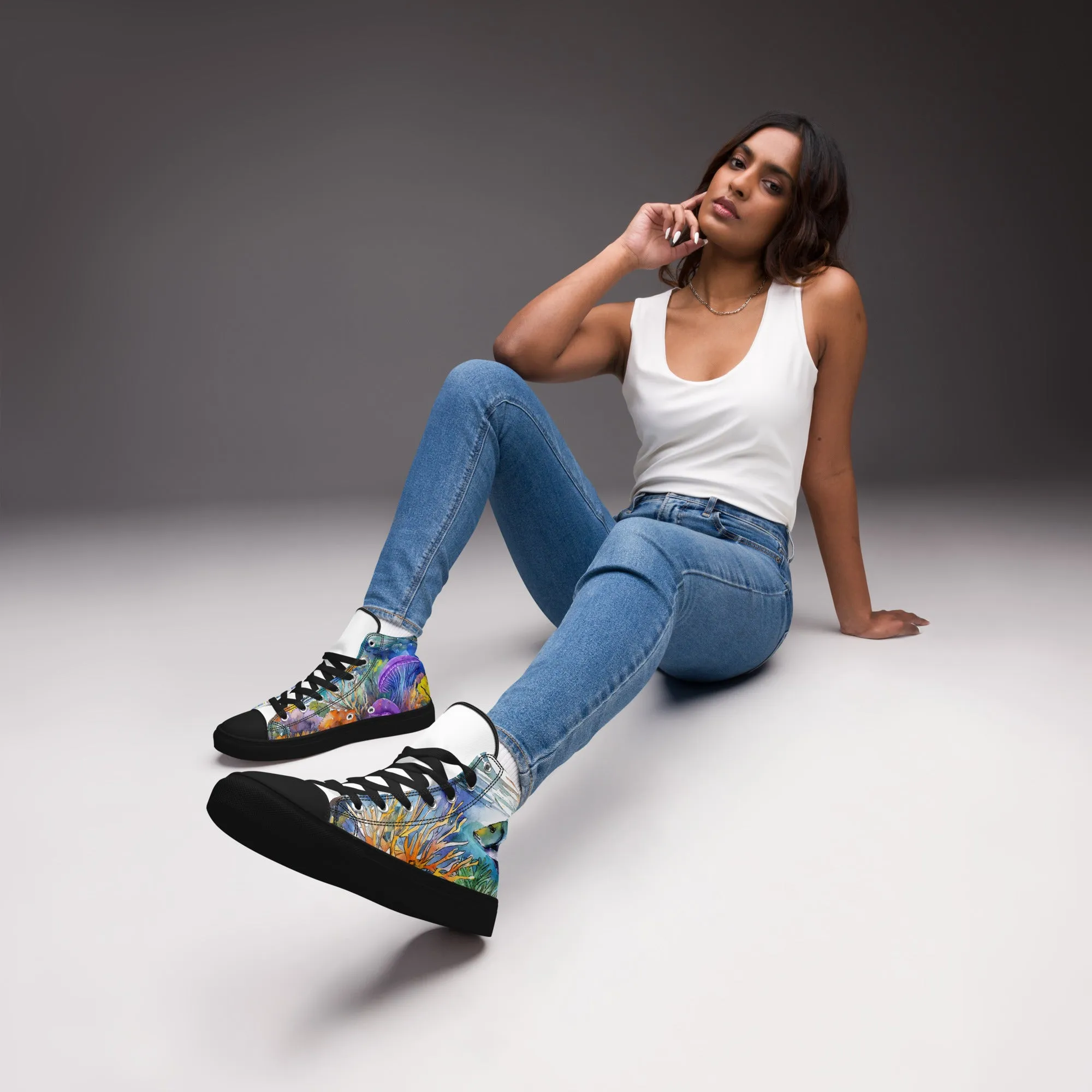 Women's Ocean Watercolor High Tops