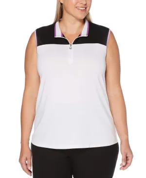 Womens Plus Color Block Polo