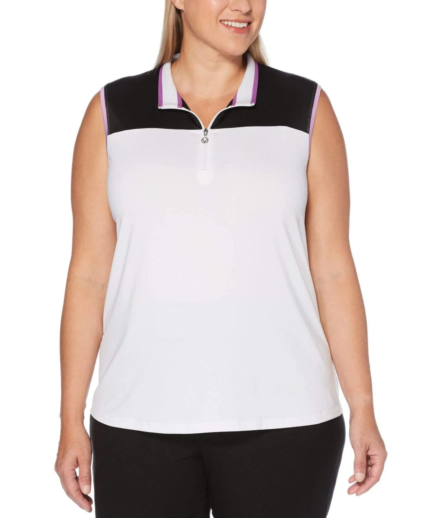 Womens Plus Color Block Polo