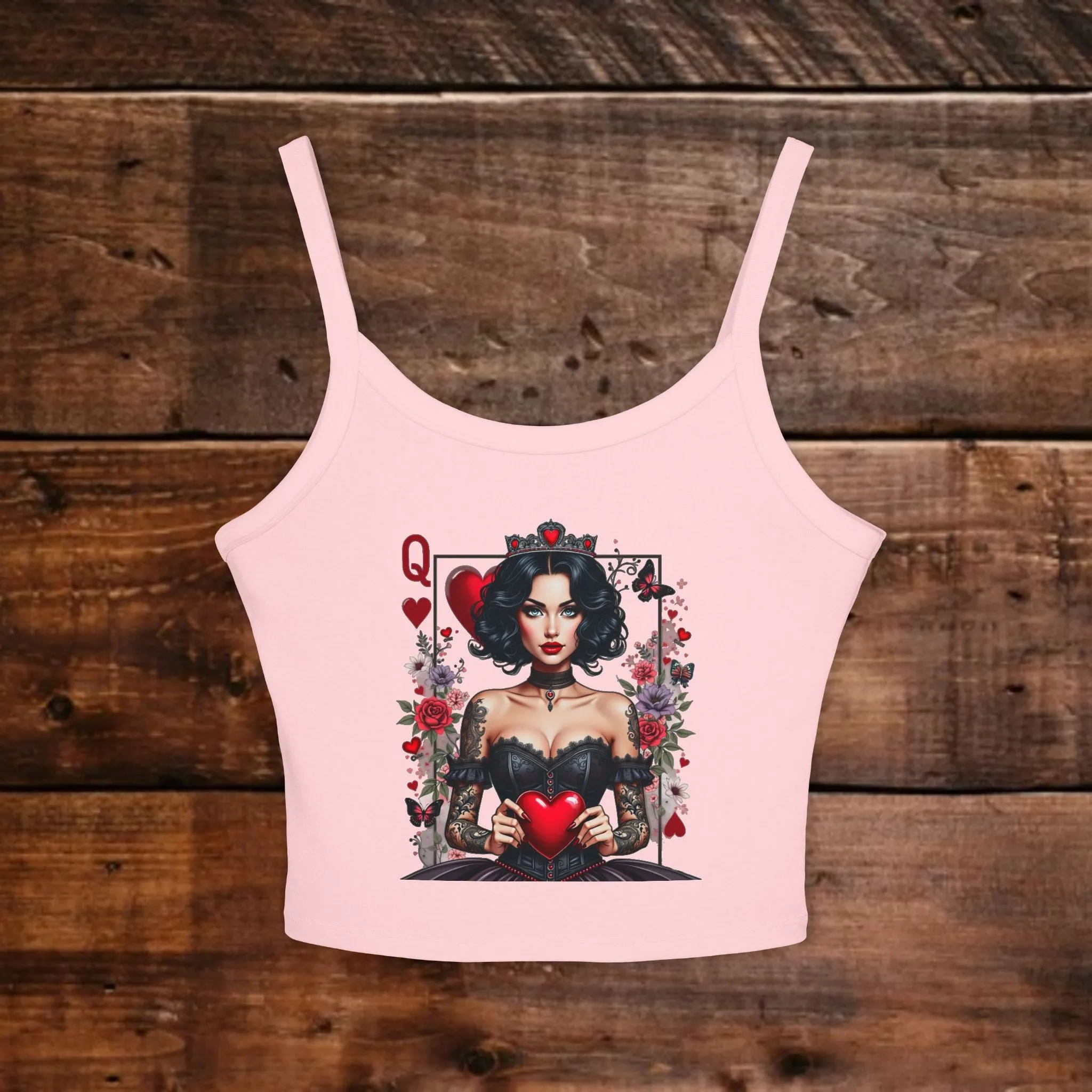 Women's Queen of Hearts Graphic Spaghetti Strap Tank Top