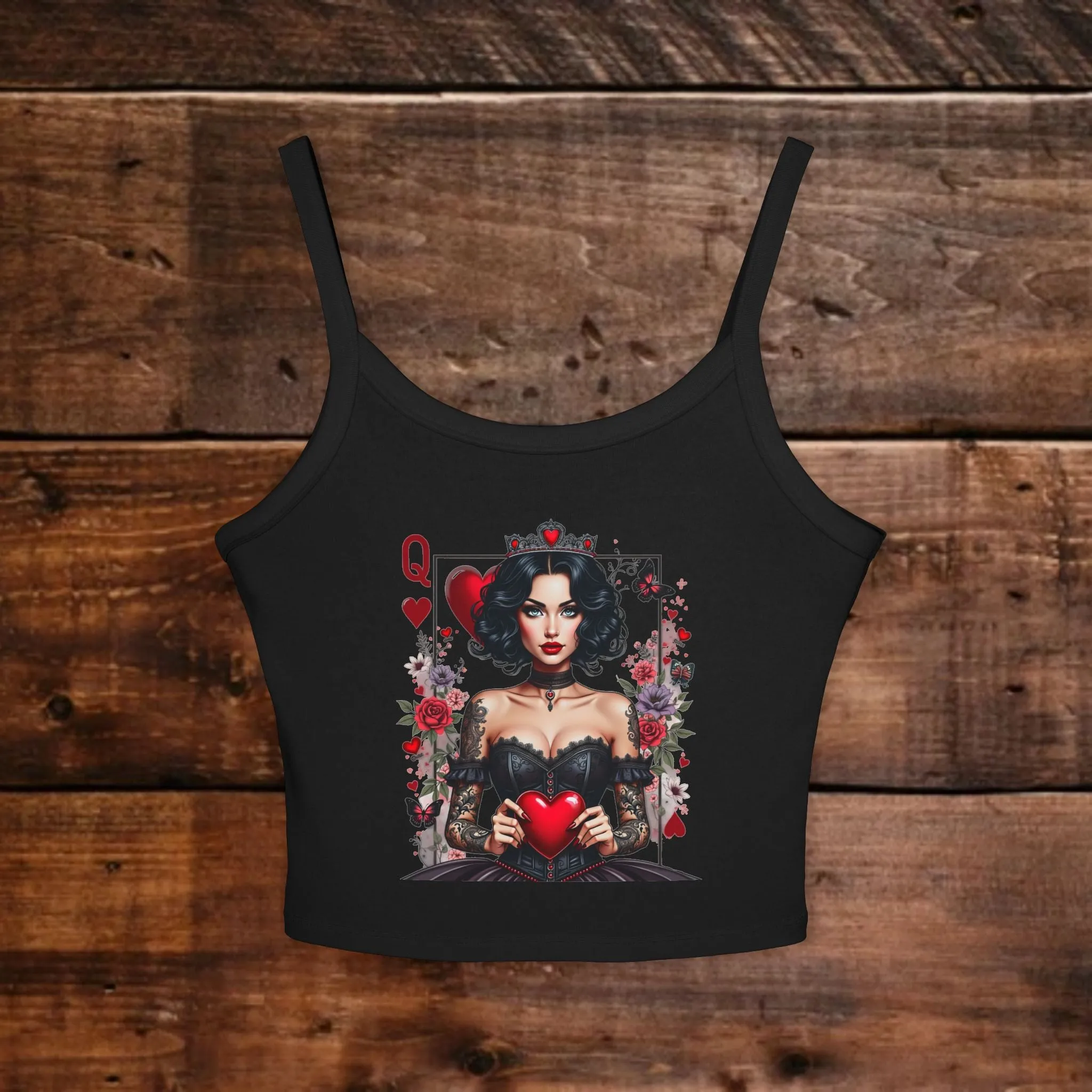 Women's Queen of Hearts Graphic Spaghetti Strap Tank Top