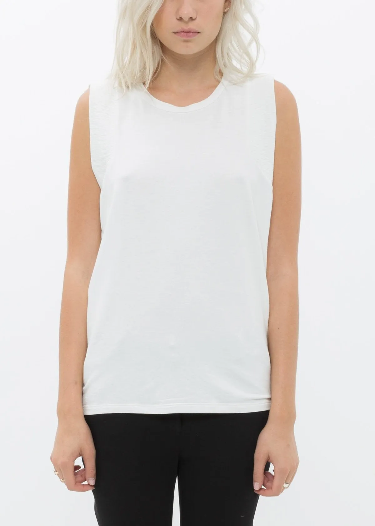 Women's Rib Contrast Muscle Tank Top