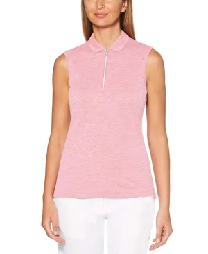Womens Sleeveless 1/4 Zip Heather Polo